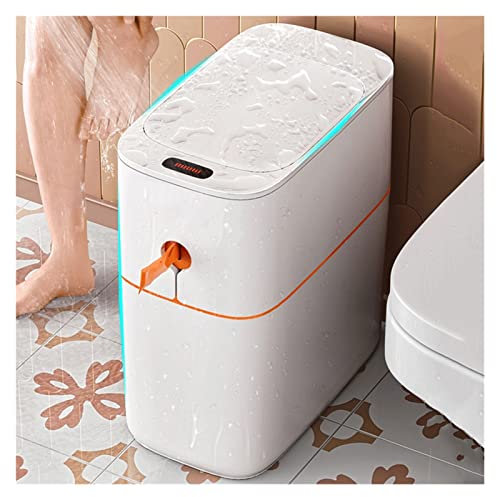NSIBAN Papelera con Sensor de costura estrecha, papelera con Sensor inteligente, papelera electrónica automática para baño, papelera para el hogar, resistente al agua