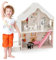 GOPLUS Maison de Poupée en Bois, Maison de Rêve Semi-Ouverte à 2 Étages pour Enfants, Meubles Simulés avec Porche et Lucarnes, Jouet Créatif pour Enfant Fille 3+ Ans, 81x30x86 cm, Blanc
