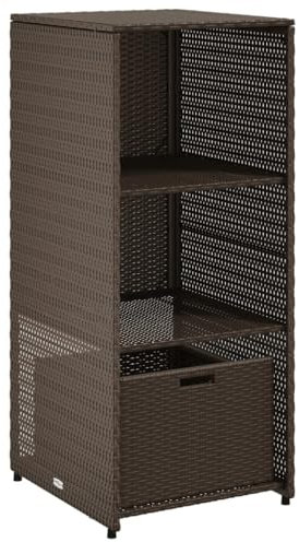 vidaXL Gartenschrank, Geräteschrank mit viel Stauraum, Beistellschrank Schrank mit Türen, Balkonschrank Terrassenschrank, Braun Poly Rattan