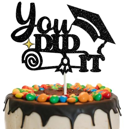 Tortenaufsatz mit Aufschrift You did it, Aufschrift Congrats Grade 2024, Abschlussfeier, Diplom, Stern, Kuchenpicker für Abschlussfeier 2024, Dekoration