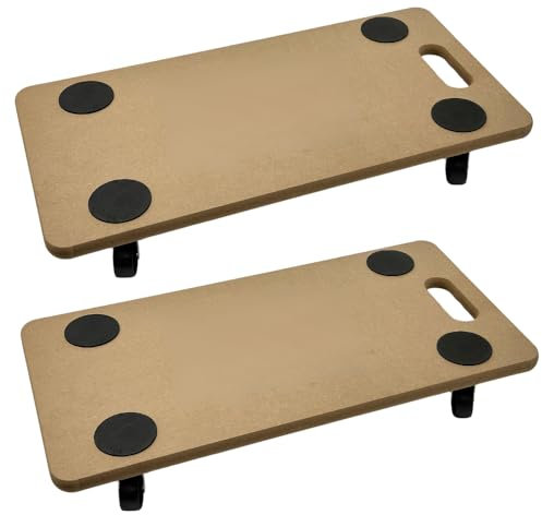 Trendi 200 KG Dolly Trolley On Wheels Roller Heavy Duty Trolley for Moving Furniture with Eva Foam Grip Pads Wooden Platform Lifter Trolley(Pack of 2)