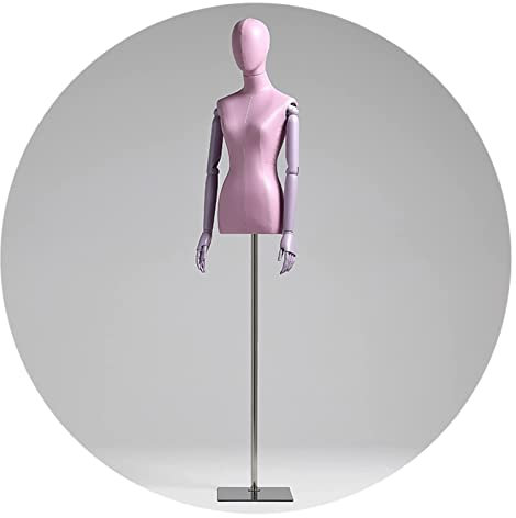 Weiblicher Mannequin-Torso-Körper, höhenverstellbare Schneiderpuppe mit Holzarmen, Schneiderbüste für realistische Kleidungsdarstellung, Metallbasis mit Pu-Bezug, 6 Farben