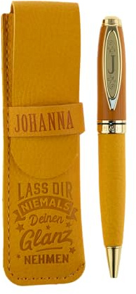 History & Heraldry Bamboo Persönlicher und individueller Kuli Kugelschreiber Stift mit Namen und Spruch Personalisiertes Etui Monogramm-Design persönliches Geschenk (Kuli Johanna)