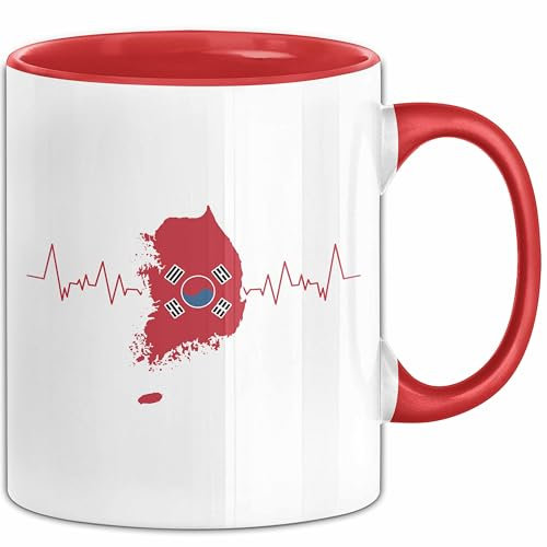 Seoul Tasse Geschenk Südkorea South Korea Kpop Kaffee-Becher Geschenkidee (Rot)