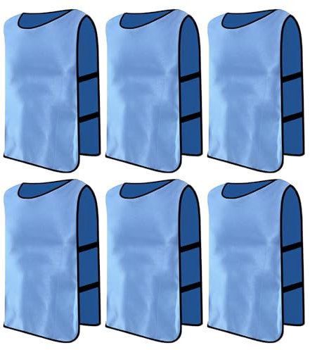 6 Stück Leibchen Fußball Set, Sports Mesh Bibs, Trainingsleibchen Basketball, Sport Trikot Leibche für Erwachsene, Leibchen Mesh Weste für Training, Trainingsleibchen für Herren Damen (Himmelblau)