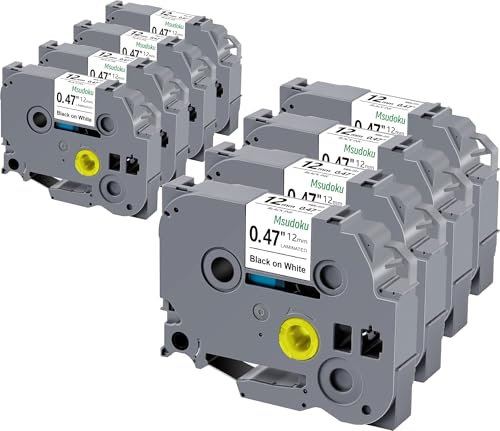 8x Msudoku TZe-231 Kompatibel für Brother P Touch Bänder 12mm Kompatibel für Brother TZe231 TZ231 Tz Tape 12mm 0.47 Laminated white für P touch H100R H105 H110 H1010 H107B H100LB 1000 D400