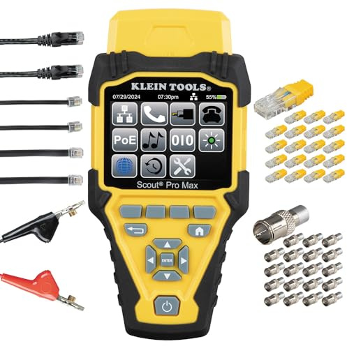 Klein Tools VDV501-770 | Tester Per Cavi Scout Pro Max Con Set Telecomandi | Test E Misura Dati Telefono E Coassiale | Lunghezza Fino A 610 M | Memoria E Schermo Retroilluminato