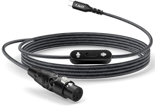 J&D USB C auf XLR Mikrofonkabel, 2-in-1 Audiokabel mit Schalter Taste, Unterstützt Audioaufnahme und -Wiedergabe, Kompatibel mit iPhone 15 Serie, XLR Buchse, 2 m
