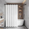 Calefee Rideau de Bain 300x200, Rideau de Douche Polyester Effet Lin Blanc, Rideau de Douche Imperméable avec Oeillets