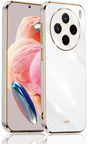 BOKYAS Kompatibel für vivo X200 5G Hülle mit Luxus Galvanisierte, Kameraschutz Weich Silikon Handyhülle Ultra Dünn Stoßfeste Plating Case für Frauen, Weiß