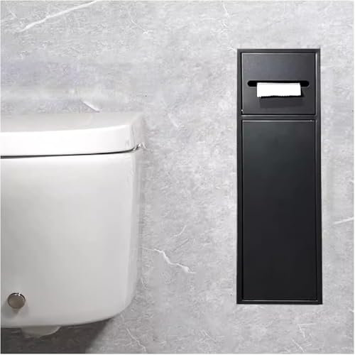 Lagerregal, Schließfächer, Edelstahl-Badezimmer, Eingebauter Toilettenpapierhalter, Für Toilettenbürste, Badezimmer, Hotel, An Der Wand Versenktes Regal (Größe: 66x20x14cm, Farbe
