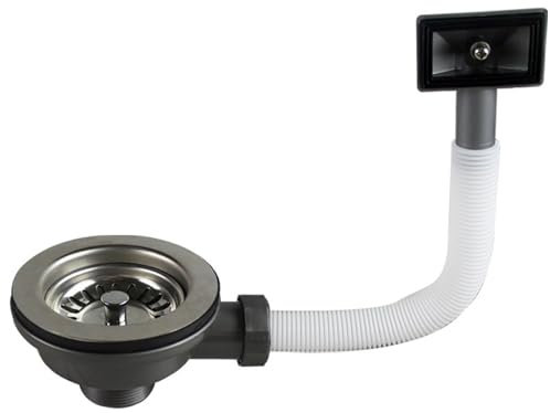 NIYATA Sink Waste Kit, Rectangle Sinks Over Flow Set, Stainless Steel Overflow Kits, Sink-Waste Fittings, Kitchen Pipes,Overflow Pipes 114mm (Square)