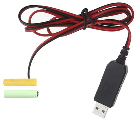 Tewzafiya Eliminateurs de Piles AA | Câble d'alimentation USB | Adaptateur d'alimentation pour Piles AA | Câble convertisseur de Tension de 1 m 5 V 3 V | Câble d'alimentation USB remplace Les