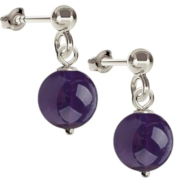 I.L.U.S Minimal Damen Edelstein Ohrringe Silber 925 Vergoldet–Handgefertigte Naturstein Ohrstecker, Platiniert Edelstein Anhänger Ohrschmuck, Geschenk Frauen Teenager