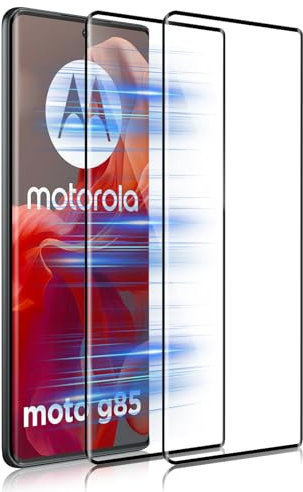 HidWee Compatible con Motorola Moto G85 5G/Moto Edge 50 Fusion Protector de pantalla, 2 Piezas Cristal Templado [3D Cubierta de Pegamento Completo], Fullglue Anti-caída 9H Dureza HD Vidrio templado
