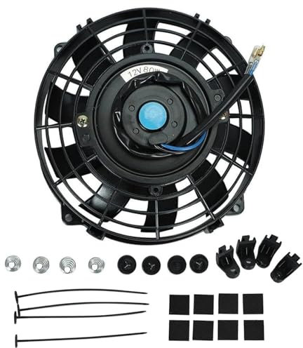 Ventilateur de radiateur électrique 7 pouces 12V 80W Ventilateur de refroidissement slim avec kit montage, Universal Push-pull 800cfm pour voiture, camion, VTT, Bay moteur