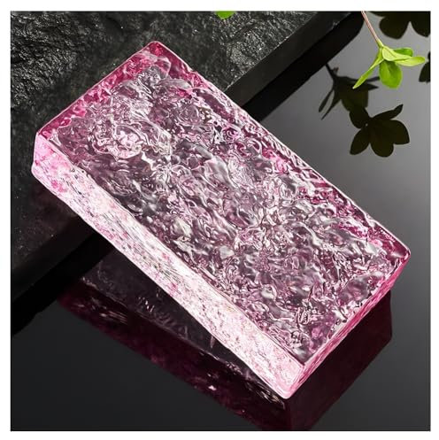 Zfmnoyev Brique De Verre Haute Transparence avec Texture Cristalline, Briques De Cristal Pleines Double Face, Briques De Cristal Rectangulaires Transparentes(Rose,150x150x20mm)