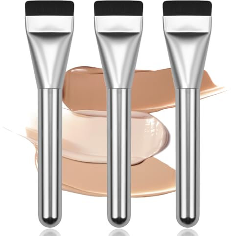 3 Pièces Pinceaux Masqu, Pinceaux Maquillage Ultra Fins, Pinceau Fond de Teint Plat, Brosse D'Applicateur de Masque Facial Pinceaux de Maquillage Souple, pour L'application Visage Yeux Crème ou DIY