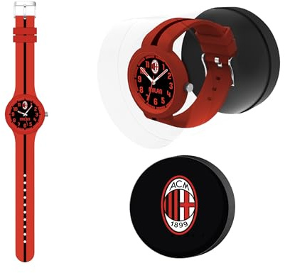 Seven Orologio da polso A.C. MILAN per ragazzi in silicone, Prodotto ufficiale, Calcio, Idea regalo bambini e adulti
