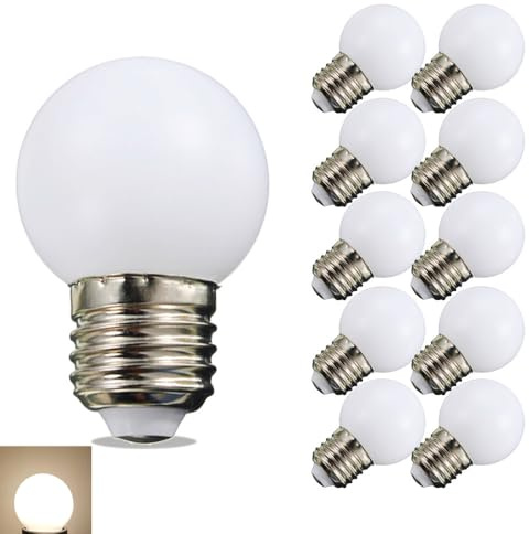 BELINGGO 1Watt LED Night Light Bulbs Low-Lumen Dim E27 Screw Bulb G45 LED Bulb Soft Warm Mood Light Not Dimmable for Home, String Lights, Porch, Wall Sconce, Cabinet, Bedside, Hallway, 10 Pack