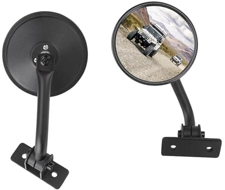 Autospiegelglas Für Jeep Für Wrangler TJ LJ 1997-2006 Auto A-säule Seite Rückspiegel Einstellbare Reverse Spiegel Türrückspiegelglas(Round)