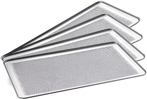 Vassoi forati in alluminio per forno, 60 x 40 cm, set di 4 pezzi, per panetteria e pasticceria professionale