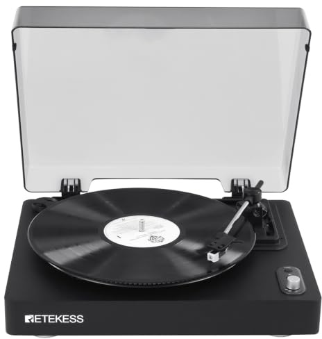 Retekess TR643 Vinyl Record Player, Turntable AT-3600L Cartridge | for Music Lovers, Entertainment, 33/45/78 RPM, Auto-Stop, Wireless Connectivity, with Headphone Jack