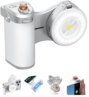 TELESIN Pro Imaging Master Grip + Luce Flash per Selfie | Stile DSLR | Magnetica Impugnatura Ergonomica, 5000 lux Luce Flash | Kit MagSafe per la Creazione di Contenuti per iPhone/Android,Vlog