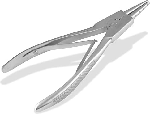 InstrumenteNrw Ringöffnungszange für Piercing Klemmringe als Piercingzange | Ringöffner Zange mit 4 Kerben und Doppelfederung aus Edelstahl 16 cm