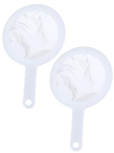 OFFIGAM Colino di Plastica Bianco Manico 400 Maglie Ultra Fini Setaccio Alimentare 2 Pezzi per Cucina e Preparazione Yogurt Filtraggio Succo e Nettare