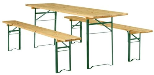 SCHÄFER SHOP Bierzeltgarnitur klappbar, Festzeltgarnitur 220x60 cm, Maße Bierbank 220x25x49 cm, Tisch 22x60x77 cm, Biertischgarnitur & 2 Bierbänke, Biertisch extra breit, Gartenmöbel Set