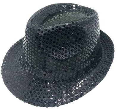 TrendandStylez Pailletten Hut Glitzer Kappe Sylvester Karneval Party 11 Farben (Schwarz)