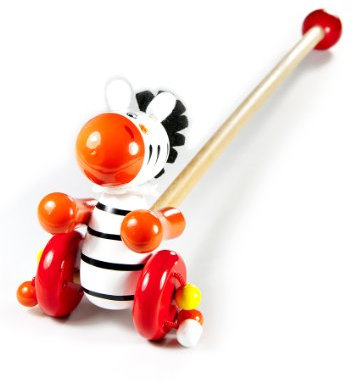 Mousehouse Gifts - Wooden Push Along Toy Zebra, Colourful Pull Along Walker for Baby Boys and Girls