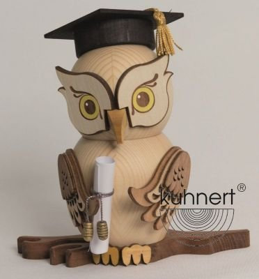 Drechslerei Kuhnert Eule Bachelor Rauchfigur ca. 17 cm hoch