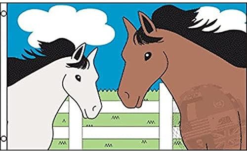 AZ FLAG - Flagge Zwei Pferde - 150x90 cm - Pferde Fahne 100% Polyester mit Messing-Ösen - 110g