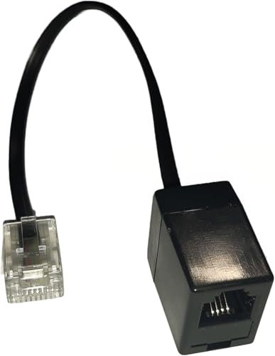 Dadusto 1 Stück Adapter von RJ45(8p4c) Stecker auf RJ11(6p4c)-Buchse/Kabel: 4-adrig flach und schwarz/Länge 0,15 m
