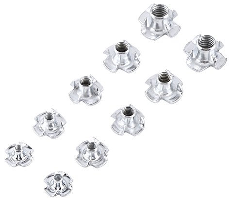Tuercas en T de 4 Puntas 90 Uds. Tuercas de Garra de Acero al Carbono de 4 Garras Tuercas de Inserción Aautomática para Muebles de Madera M3/M4/M5/M6/M8