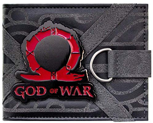 God of War Omega Runen Metall-Emblem Geldbörse/Geldbeutel Bi-Fold ID & Kartenhalter, Schwarz