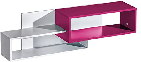Mirjan24 Wandregal Trafiko TR11, Praktische Hängeregal, Buchregal, Farbauswahl, Wandboard, Regal, Jugendzimmer (Weiß/Weiß + Rosa)