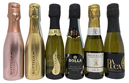 A collection of 6 x 20cl Prosecco including Bolla, Bottega Gold, Bottega Rose, Bottega Poeti, Da Luca, Galanti brought to you by the Easy Wine Shop