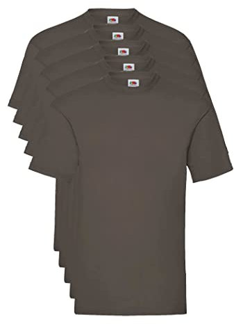 FRUIT OF THE LOOM Men's Valueweight 5 Pack T Shirt, Brown (Chocolate Cq), L UK