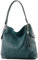 modamoda de T185 Damen Leder Schultertasche Handtasche handmade in Italy, Farbe:Petrol