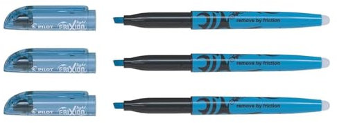 Pilot FriXion Light Textmarker/Textmarker, löschbar, Blau, 3 Stück