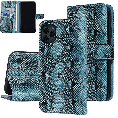 UNIQ Accessory Tasche Snake Book CASE 3D Schlangenhautmuster kompatibel mit iPhone 11 Pro Grun/Schwarz