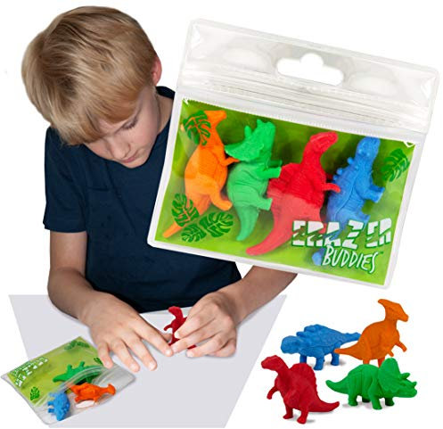 Erazer Buddies - Dinosaurier von Deluxebase. Dinosaurier Radiergummis und neuartiges Briefpapier für Mädchen und Jungen. Buntes Radiergummi-Set, ideal für Büro- und Schulmaterial