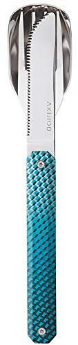 Akinod - Couverts Droits Aimantés 12H34 Mosaïque Bleue - Fourchette + Couteau + Cuillère - Couverts en Acier Inoxydable - Assemblage Aimanté - Couverts Nomades Compacts, Durables et Élégants