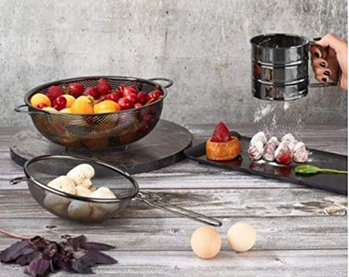 Vip Ahmet VP-213 Practical Strainer Set Flour Sieve Colander Set Kitchen Aid Black 3-Piece