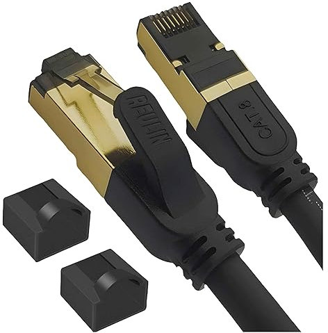 Reulin Cable Ethernet RJ45 Cat 8 de Cobre Multihilo PREMIUM Alta Velocidad SSTP 40Gbps y 2000MHz Compatible con Routers Conmutadores Módems Smart TV box Internet Consola de Juegos (12 Metros)