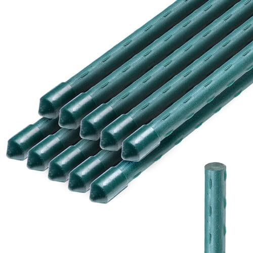KADAX Pflanzstäbe 90 cm x 11 mm, 10er Set – Beschichteter Stahl Rankstab, Pflanzenstütze & Tomatenstäbe für Garten, Wetterfest & Stabil