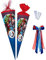 Nestler Schultüten-Set zum Befüllen, Handgemachte Zuckertüte aus Karton - Motiv Avengers inkl. Spitzenschutz, Schleife (85 cm 6-eckig)